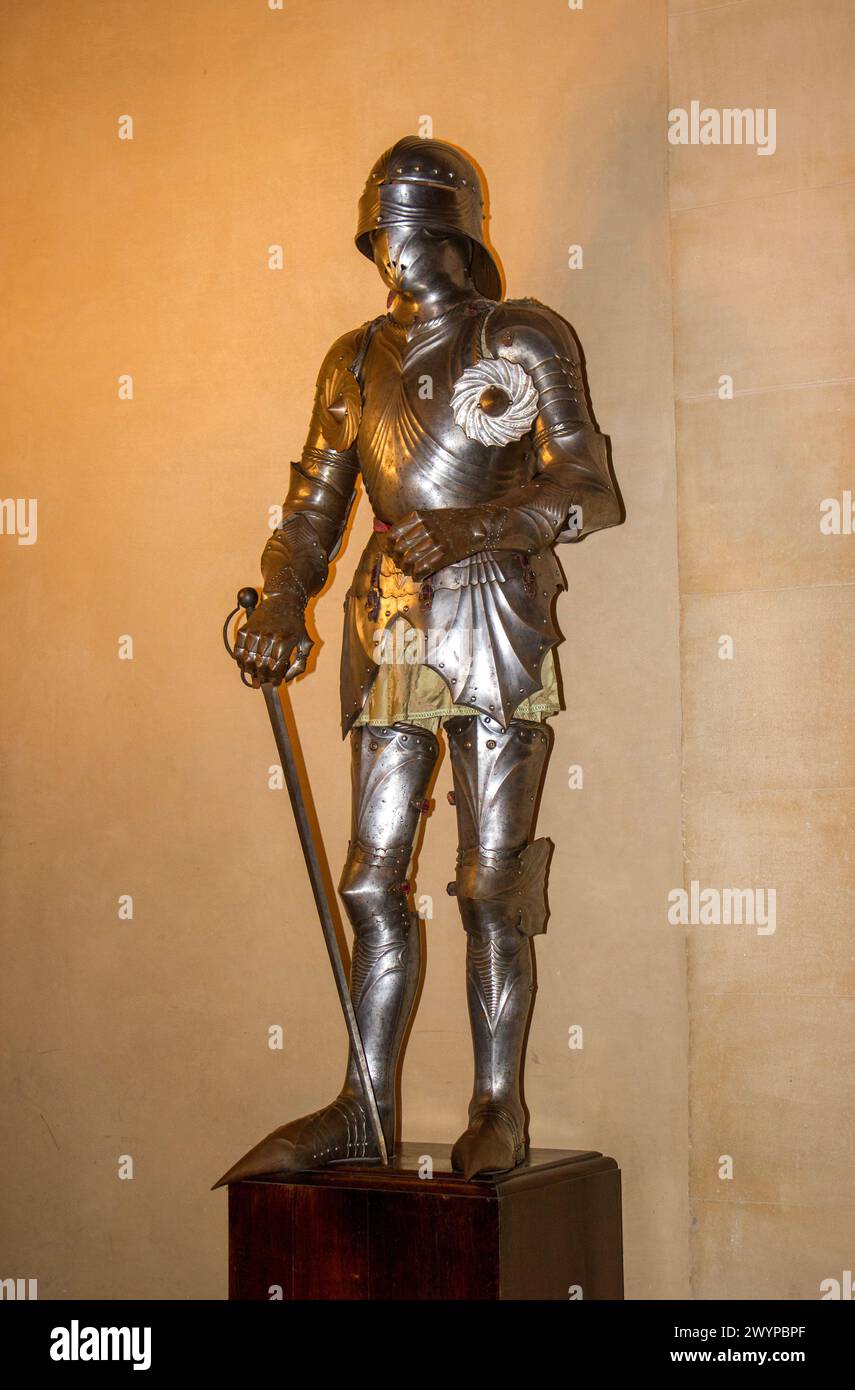 Armatura medievale del cavaliere, Alcázar de Segovia Spagna Foto Stock