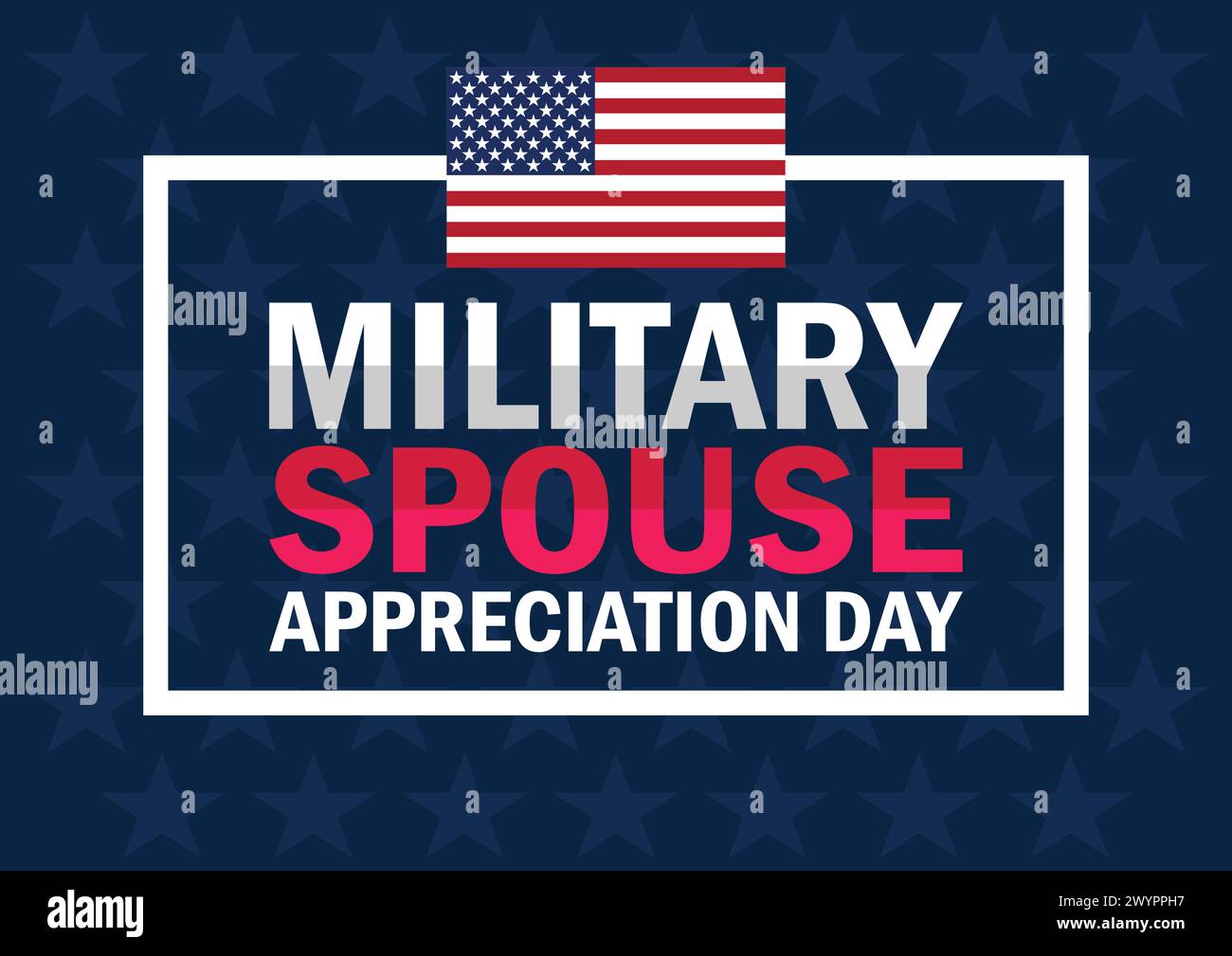 Carta da parati Military Spouse Appreciation Day con forme e tipografia. Giornata di apprezzamento del coniuge militare, background Illustrazione Vettoriale