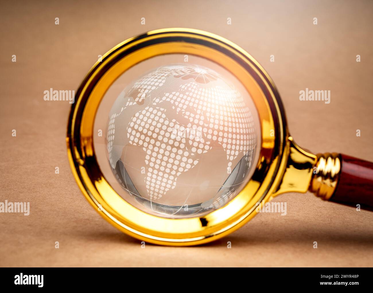 Tendenze globali, informazioni sui clienti in tutto il mondo, tecnologia di connessione online digitale e marketing aziendale, concetto di browser Web. Primo piano del globo digitale Foto Stock