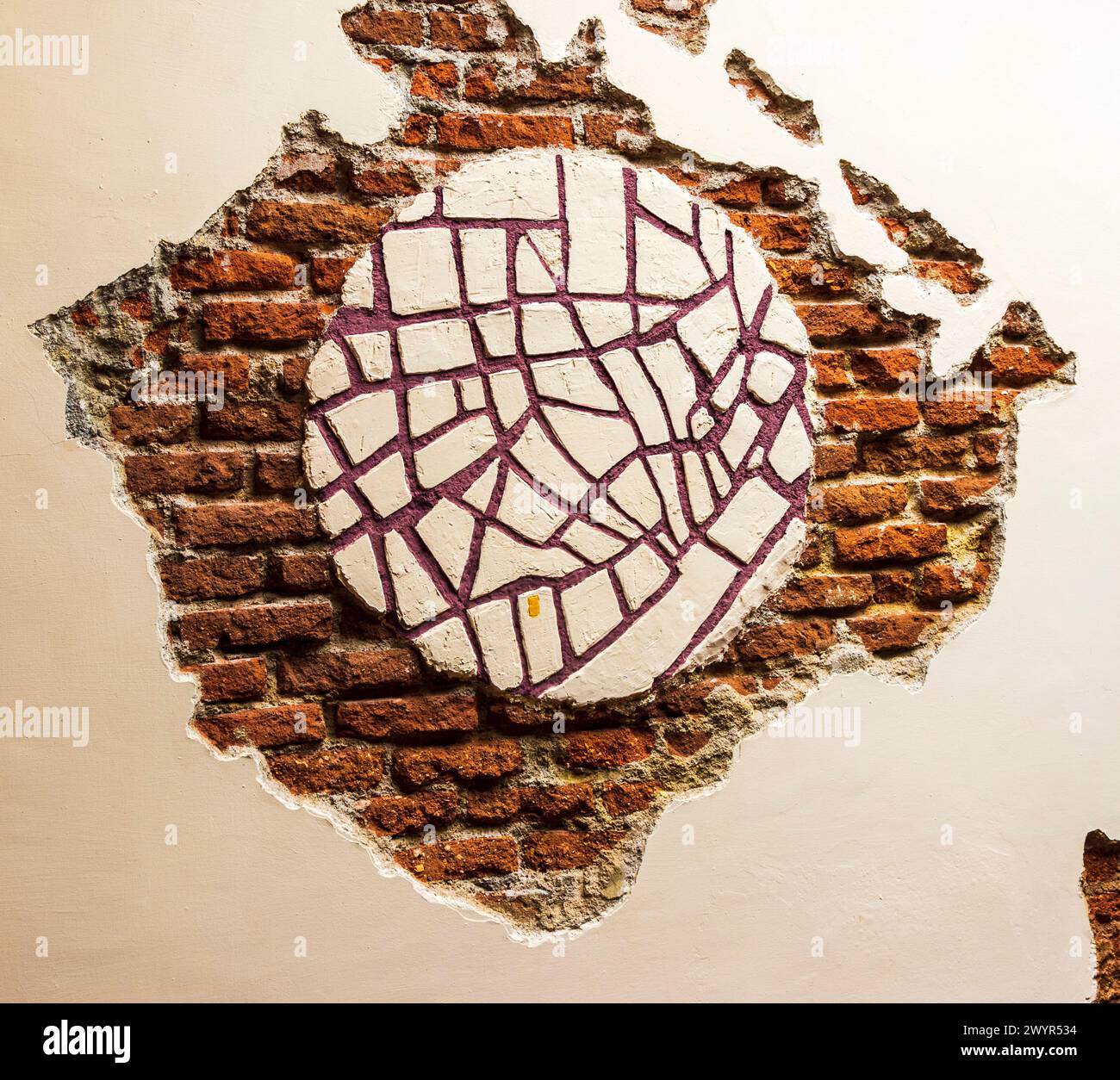 Mappa di Camaguey, Santa Lucia, Cuba incisa sul muro Foto Stock