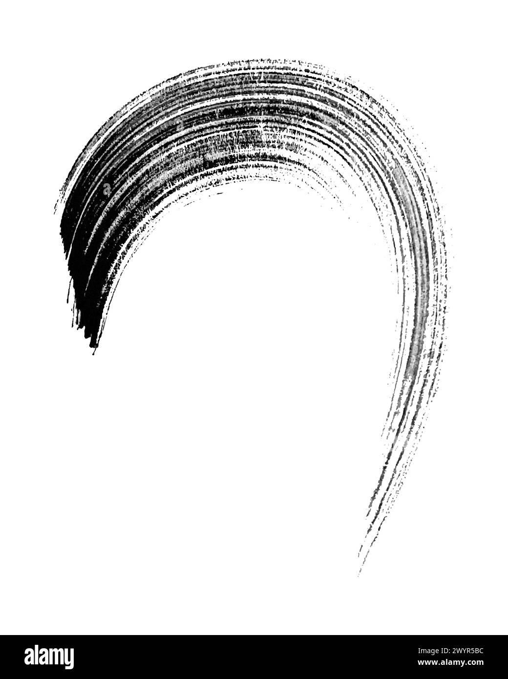 Tratto pennello circolare inchiostro acquerello nero disegnato a mano, texture grunge rotonde, isolato su sfondo bianco. Illustrazione vettoriale Illustrazione Vettoriale