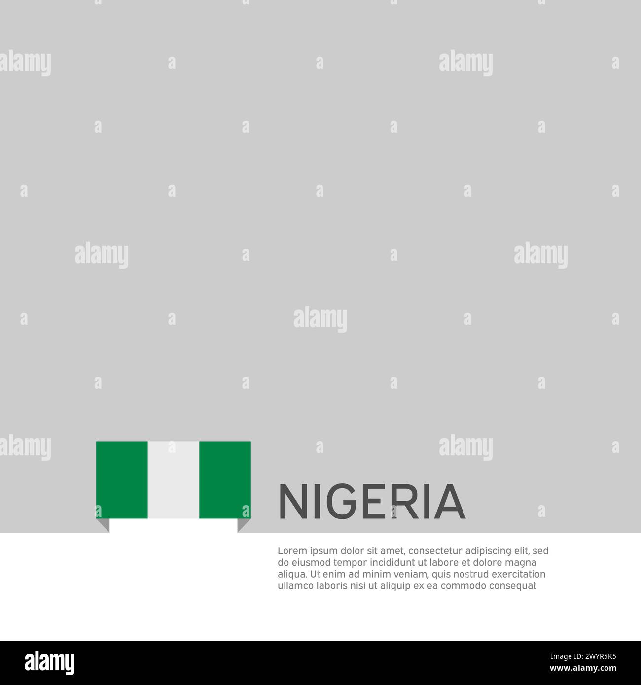 Sfondo della bandiera della Nigeria. Bandiera patriottica nigeriana di stato, copertina. Modello di documento con bandiera nigeria su sfondo bianco. Poster nazionale. Affari Illustrazione Vettoriale