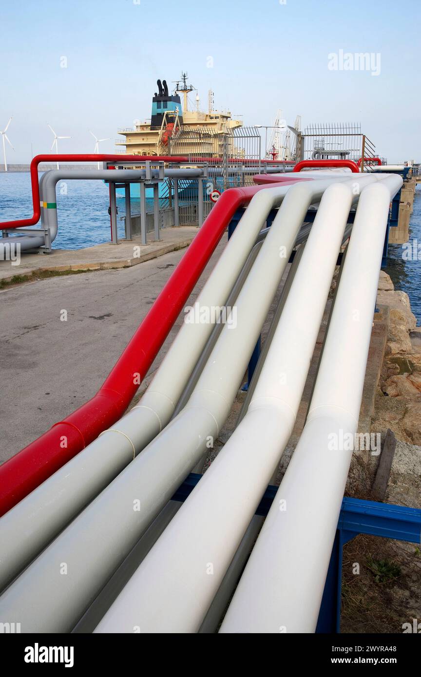 Vettore di gas naturale, porto di Bilbao, Punta Lucero, Bizkaia, Paesi Baschi, Spagna. Foto Stock