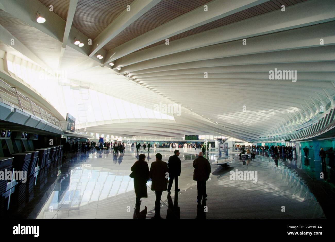 Sala principale. Aeroporto di Bilbao, di Santiago Calatrava. Bilbao. Euskadi. Spagna. Foto Stock