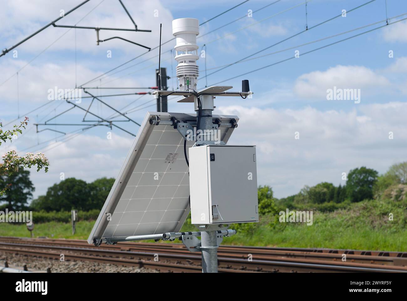 Apparecchi di monitoraggio meteorologico ferroviario Foto Stock