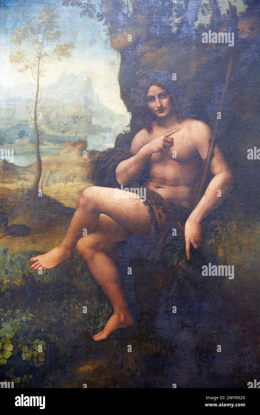Saint Jean Baptiste - Bacco. Léonard de Vinci. Museo del Louvre. Parigi. Francia Foto Stock