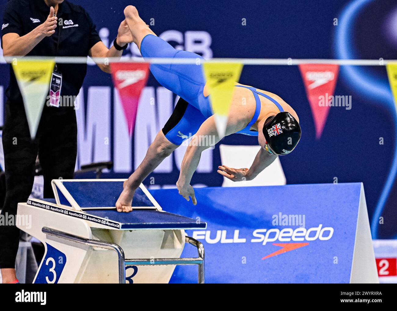 LONDRA, REGNO UNITO. 7 aprile 2024. Alice Tai partecipa alla finale femminile di Para Freestyle 100m di Parigi durante lo Speedo Aquatics GB Swimming Championships 2024 - giorno 6 al London Aquatics Centre domenica 7 aprile 2024. LONDRA, INGHILTERRA. Crediti: Taka G Wu/Alamy Live News Foto Stock