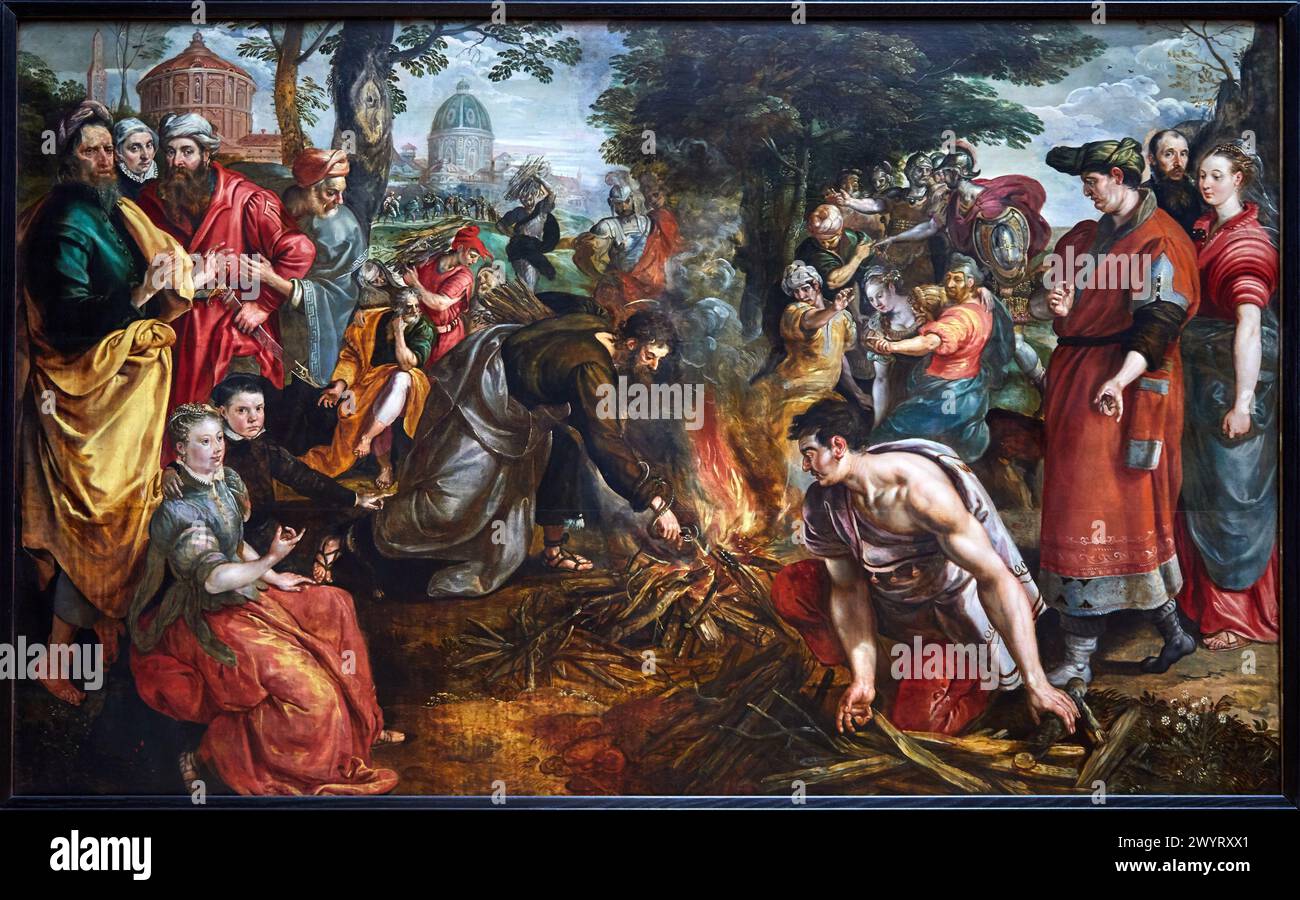 "Saint Paul Bitten by a Viper on the Island of Malta", 1566-1568, Martin de Vos, Musée du Louvre, Parigi, Francia, Europa Foto Stock