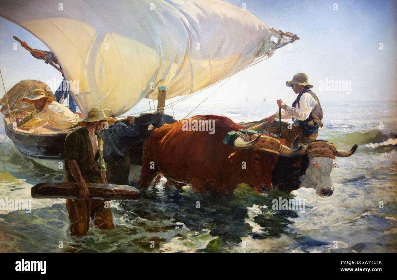 Retour de la pêche : halage de la barque. Joaquin Sorolla. Museo d'Orsay. Museo d'Orsay. Parigi. Francia. Foto Stock