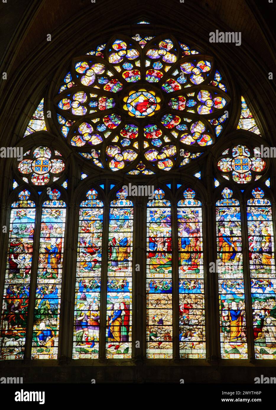 Cattedrale Saint-Etienne, Auxerre, Yonne, Borgogna, Borgogna, Francia, Europa. Foto Stock