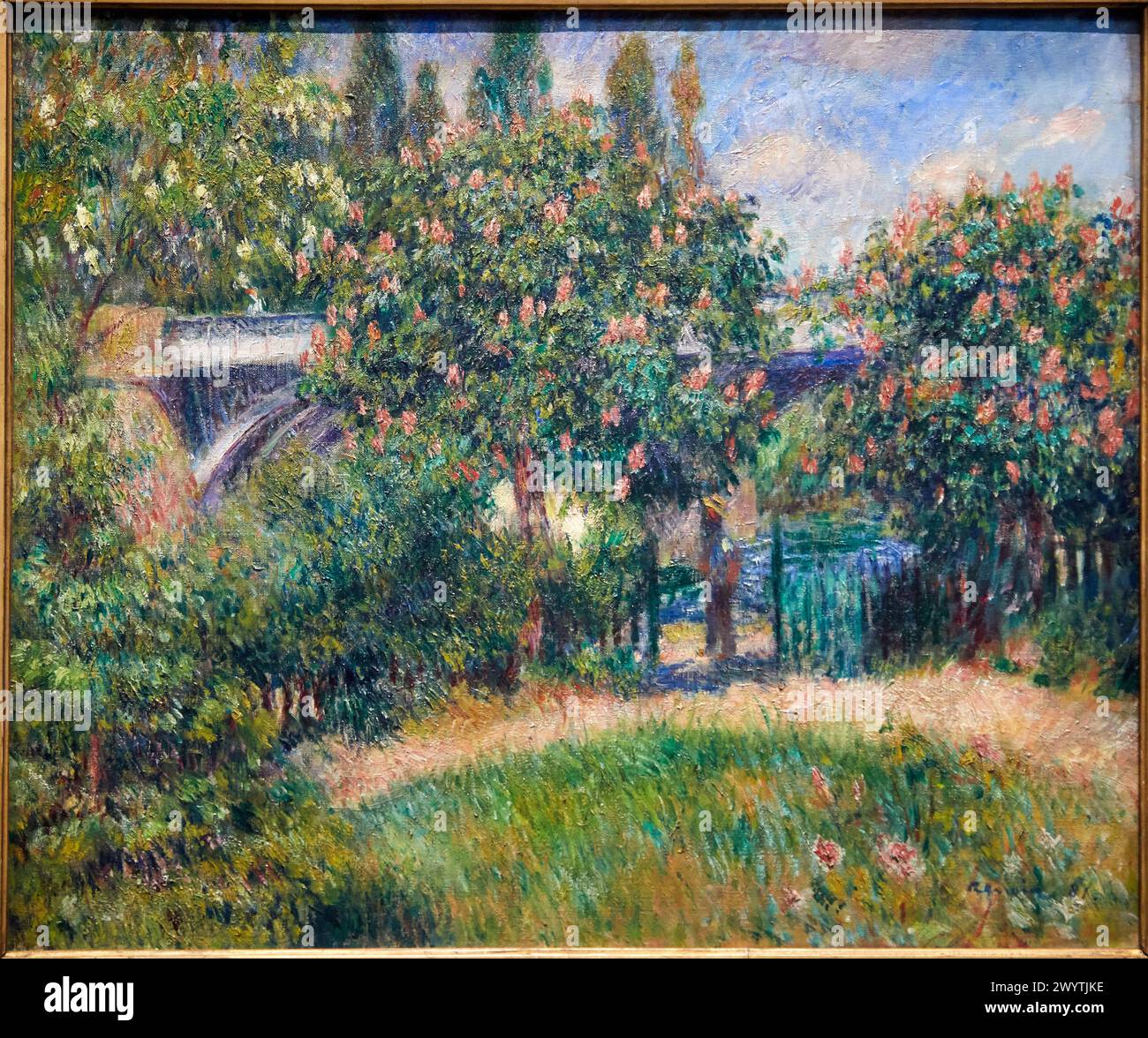 "Pont du chemin de fer à Chaton" dit aussi "Les Marronniers Roses", 1881, Pierre Auguste Renoir, 1841-1919, Musée d'Orsay, Parigi, Francia, Europa Foto Stock