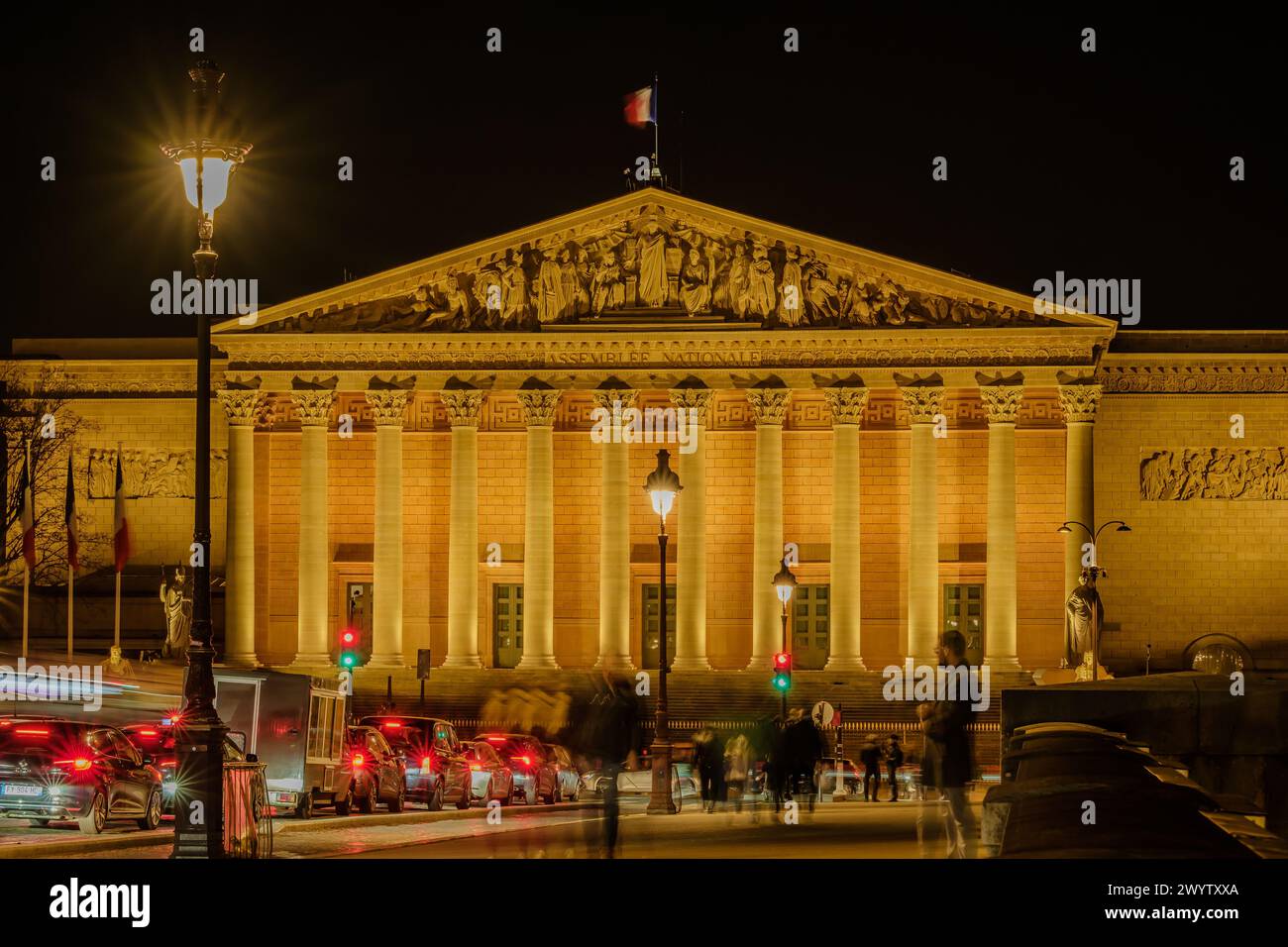 Parigi, Francia - 17 febbraio 2024: Veduta dell'Assemblée National, l'Assemblea nazionale del Parlamento francese a Parigi Foto Stock