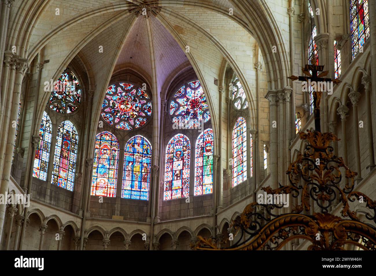 Cattedrale Saint-Etienne, Auxerre, Yonne, Borgogna, Borgogna, Francia, Europa. Foto Stock