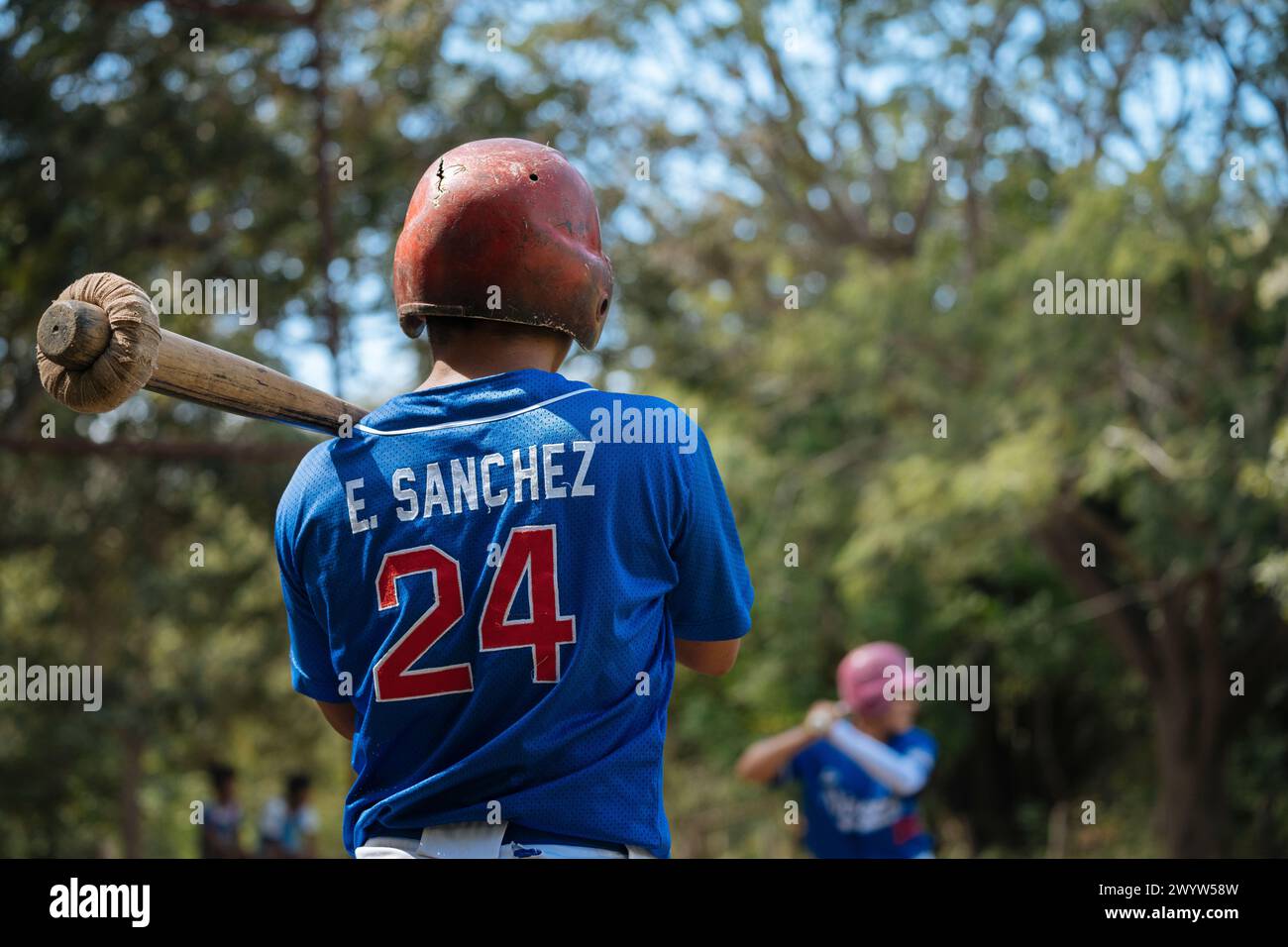 Partita di baseball vicino a Escameca, Rivas, Nicaragua, America centrale Foto Stock