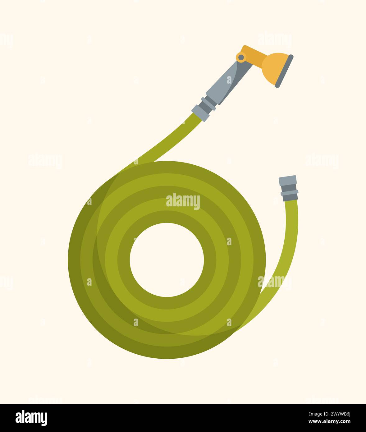 Tubo verde da giardino per innaffiare, illustrazione vettoriale piatta Illustrazione Vettoriale