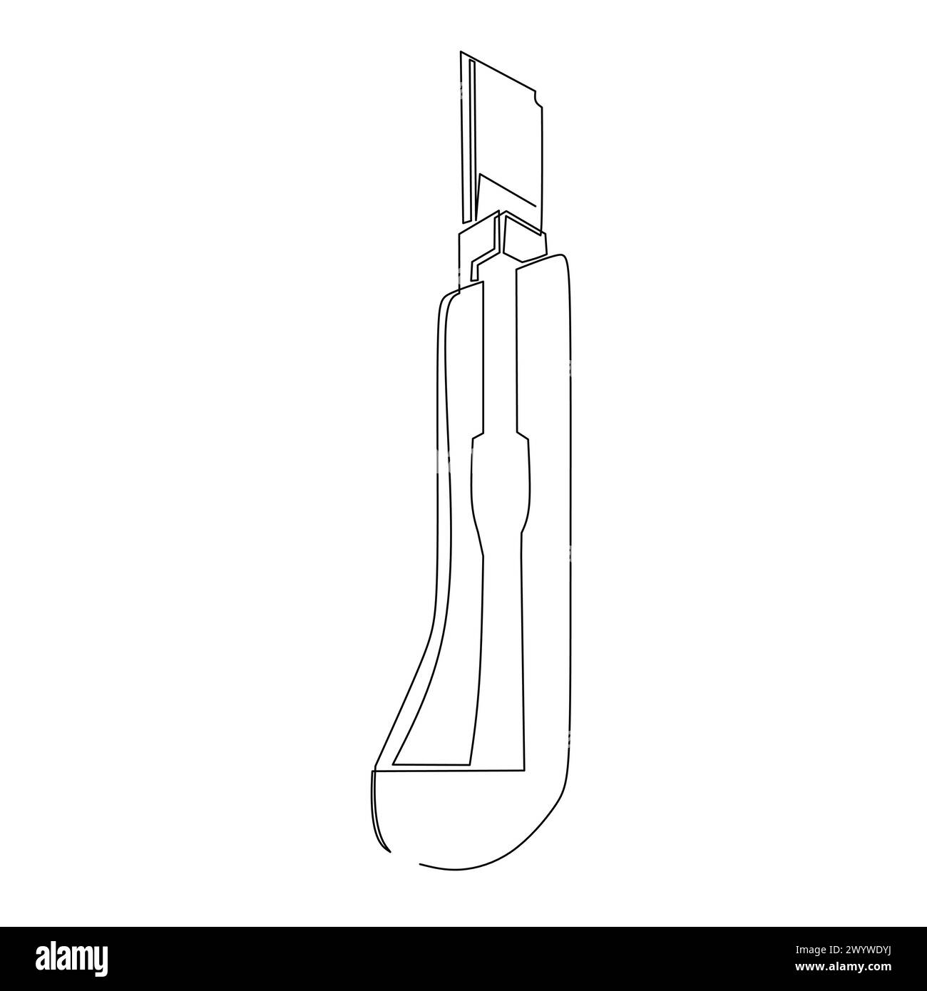 Disegno continuo di una taglierina per carta. Semplice vettore piatto disegnato a mano per utensili in ingegneria e costruzione Illustrazione Vettoriale