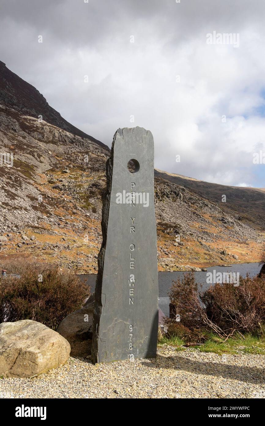Opere d'arte, Snowdonia National Park vicino a Pont Pen-y-benglog, Bethesda, Bangor, Galles, Gran Bretagna Foto Stock