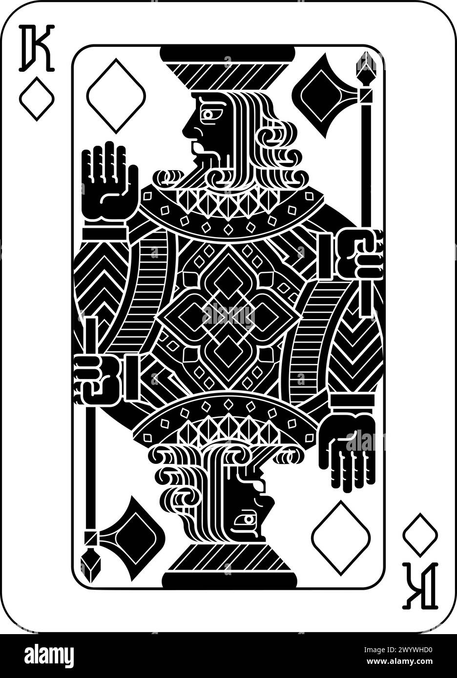 Mazzo di carte da gioco King of Diamonds Design Illustrazione Vettoriale