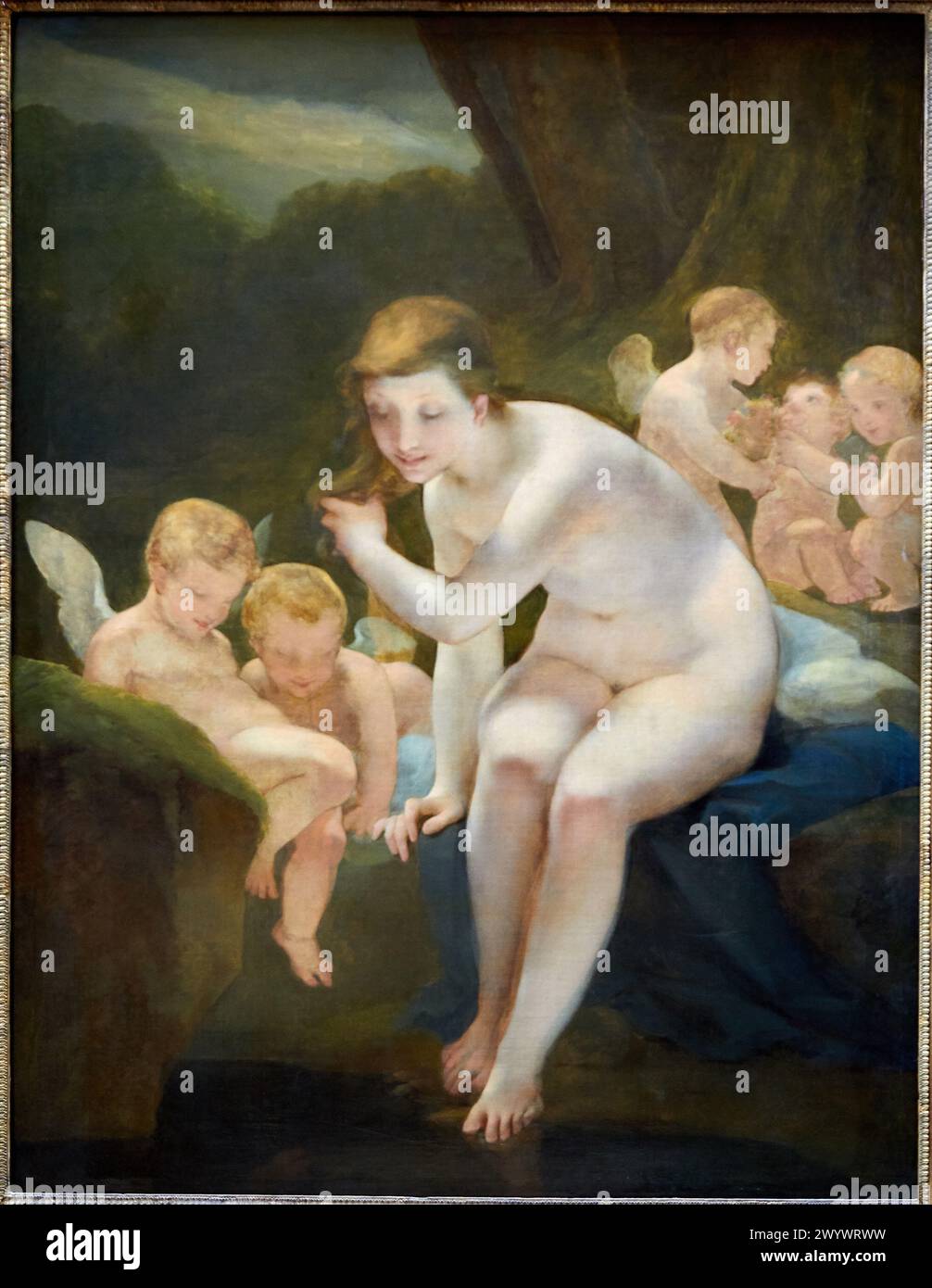 "Venus Bathing, or Innocence (Unfinished)", Pierre-Paul Prud'hon, 1758-1823, Musée du Louvre, Parigi, Francia, Europa. Foto Stock