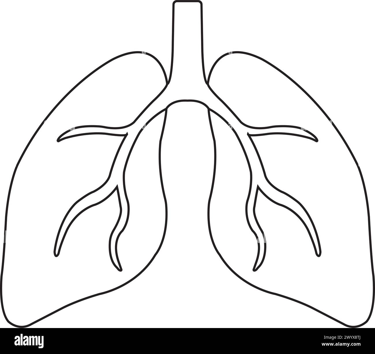 Disegno del simbolo dell'icona del polmone Illustrazione Vettoriale