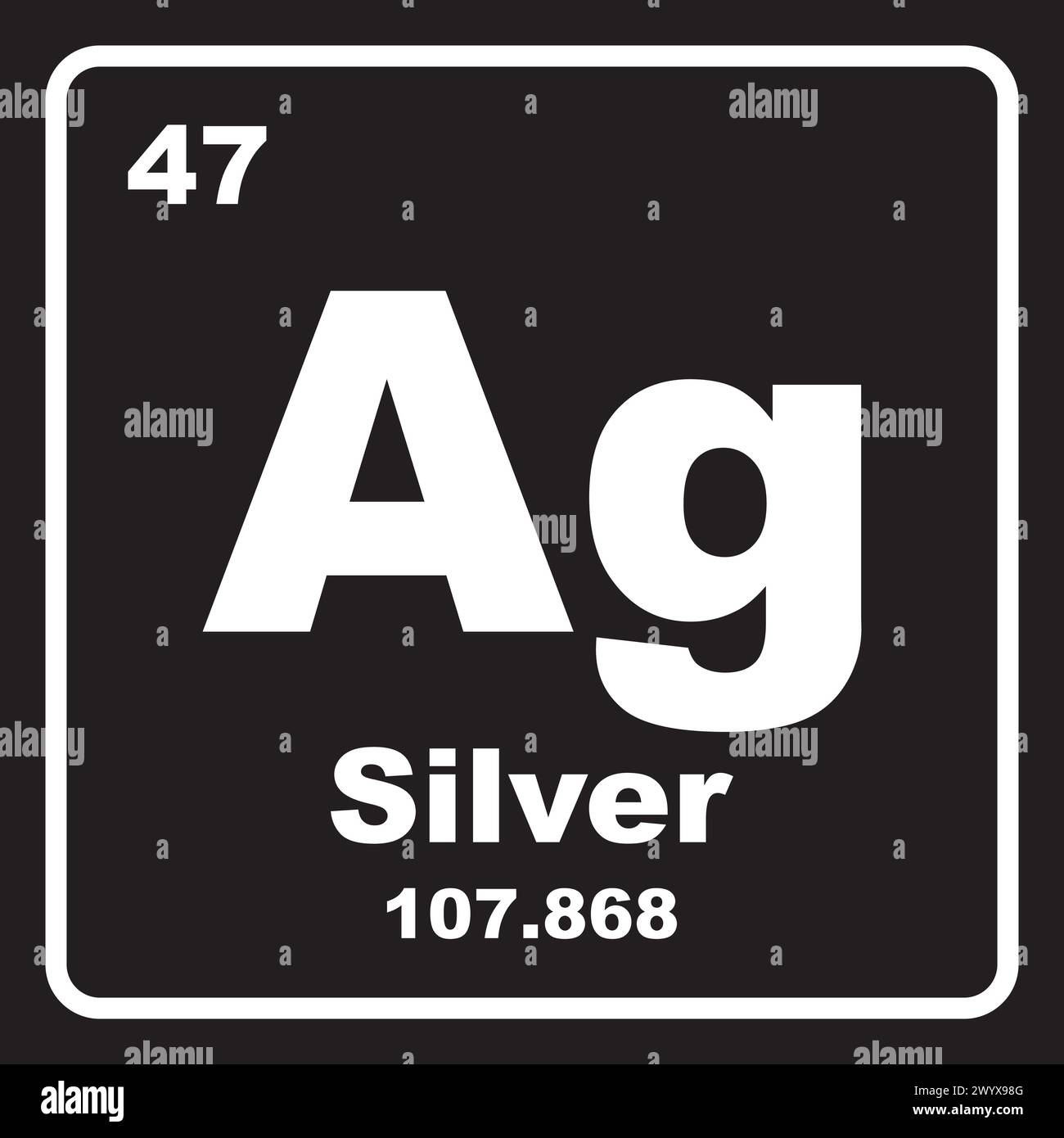 Icona Argentum, elemento chimico nella tavola periodica Illustrazione Vettoriale