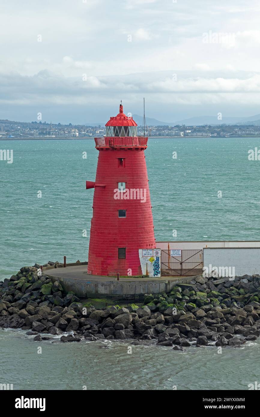 Faro, ingresso al porto, Dublino, Repubblica d'Irlanda Foto Stock