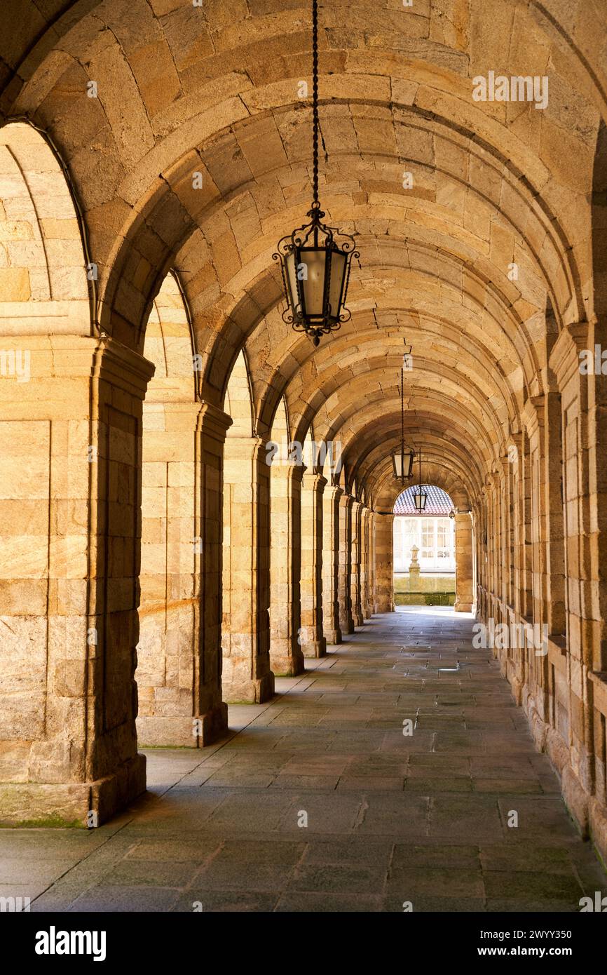 Pazo de Raxoi, Plaza del Obradoiro, Ayuntamiento de Santiago de Compostela, A Coruña, Galizia, Spagna. Foto Stock