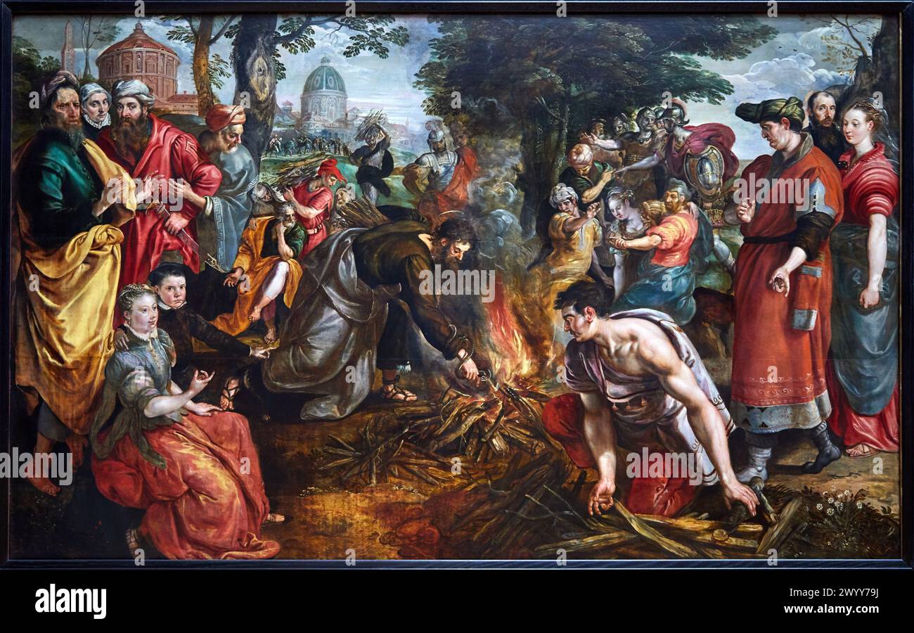 "Saint Paul Bitten by a Viper on the Island of Malta", 1566-1568, Martin de Vos, Musée du Louvre, Parigi, Francia, Europa. Foto Stock