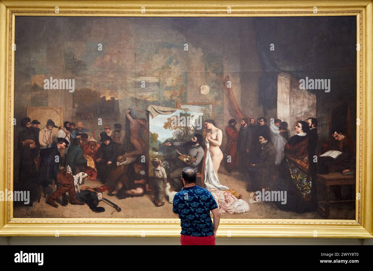 'L'Atelier du peintre' 'lo Studio del Pittore', 1854-1855, Gustave Courbet, Musée d'Orsay, Parigi, Francia, Europa. Foto Stock