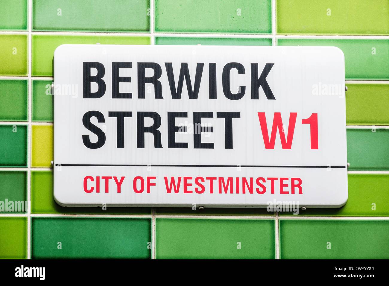 Indicazioni stradali per Londra: Berwick Street W1 Foto Stock