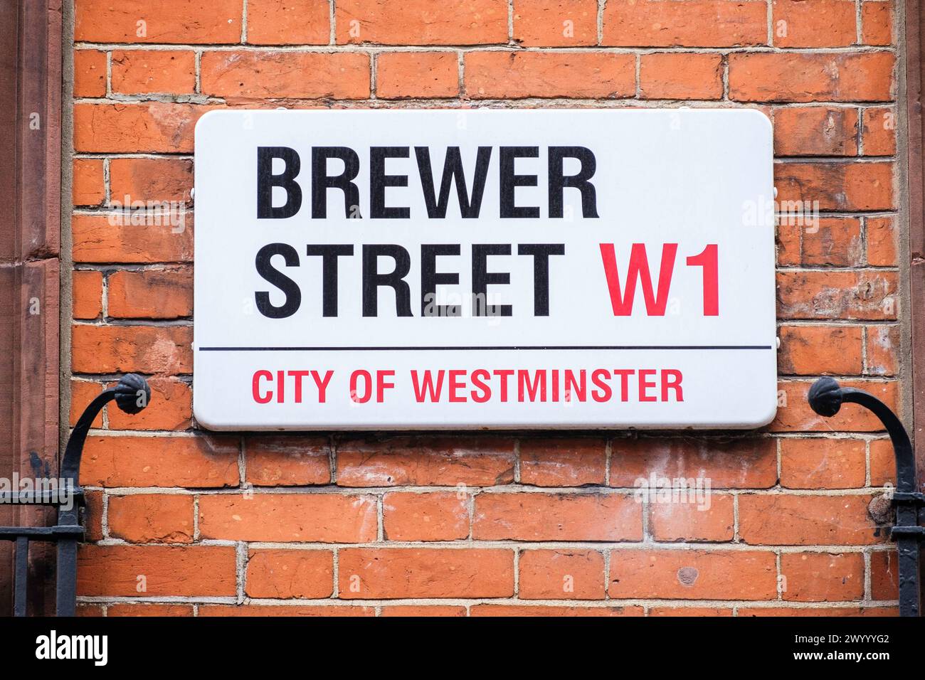 Indicazioni stradali per Londra: Brewer Street W1 Foto Stock