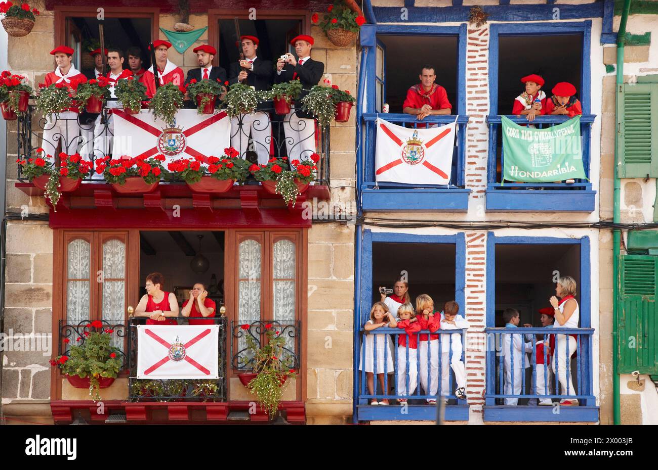 "Alarde", Hondarribia, Guipuzcoa, Paesi Baschi, Spagna. Foto Stock