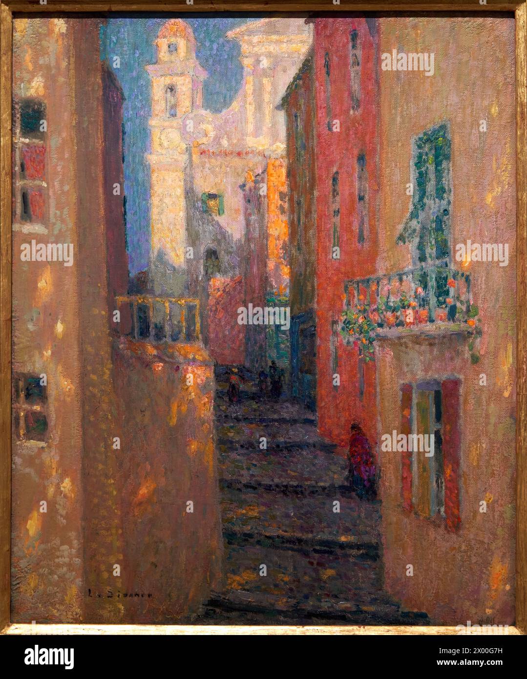 Henri le Sidaner, (1862-1939), Church Street, Villefranche-sur-Mer,. Hacia 1928. Foto Stock