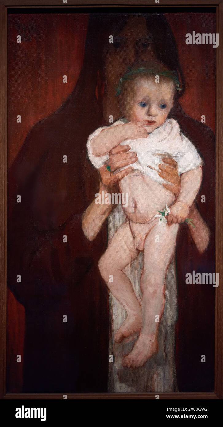 Ver Sacrum (Autoritratto con suo figlio Peter), 1901, Elena Luksch-Makowsky (1878-1967), Museo Thyssen Bornemisza, Madrid, Spagna, Europa. Foto Stock