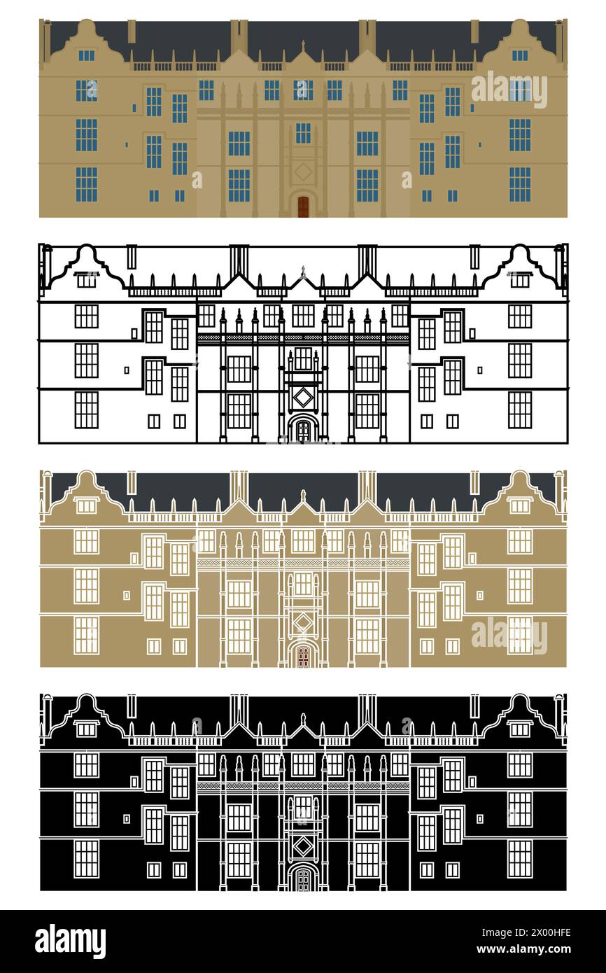 Montacute House a Somerset, Regno Unito Illustrazione Vettoriale
