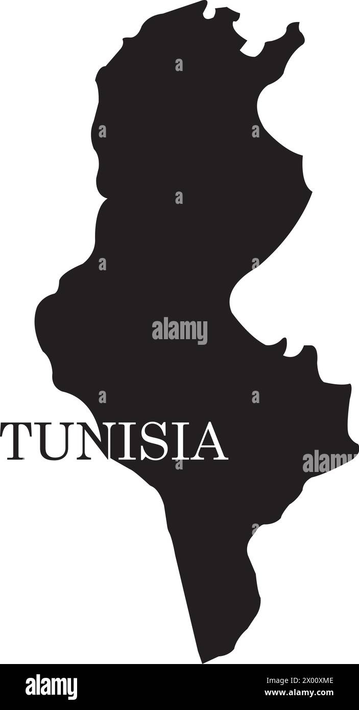 Disegno del simbolo dell'illustrazione vettoriale della mappa del paese della Tunisia Illustrazione Vettoriale