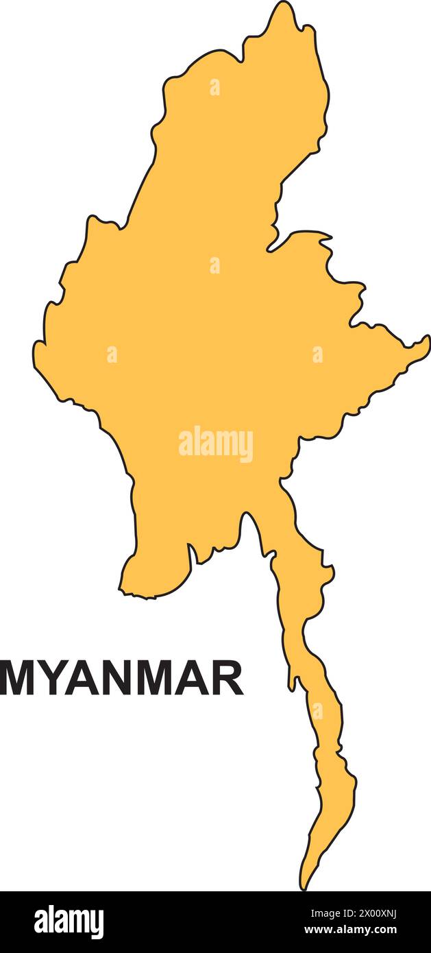 Disegno del simbolo dell'illustrazione vettoriale della mappa del paese del Myanmar Illustrazione Vettoriale