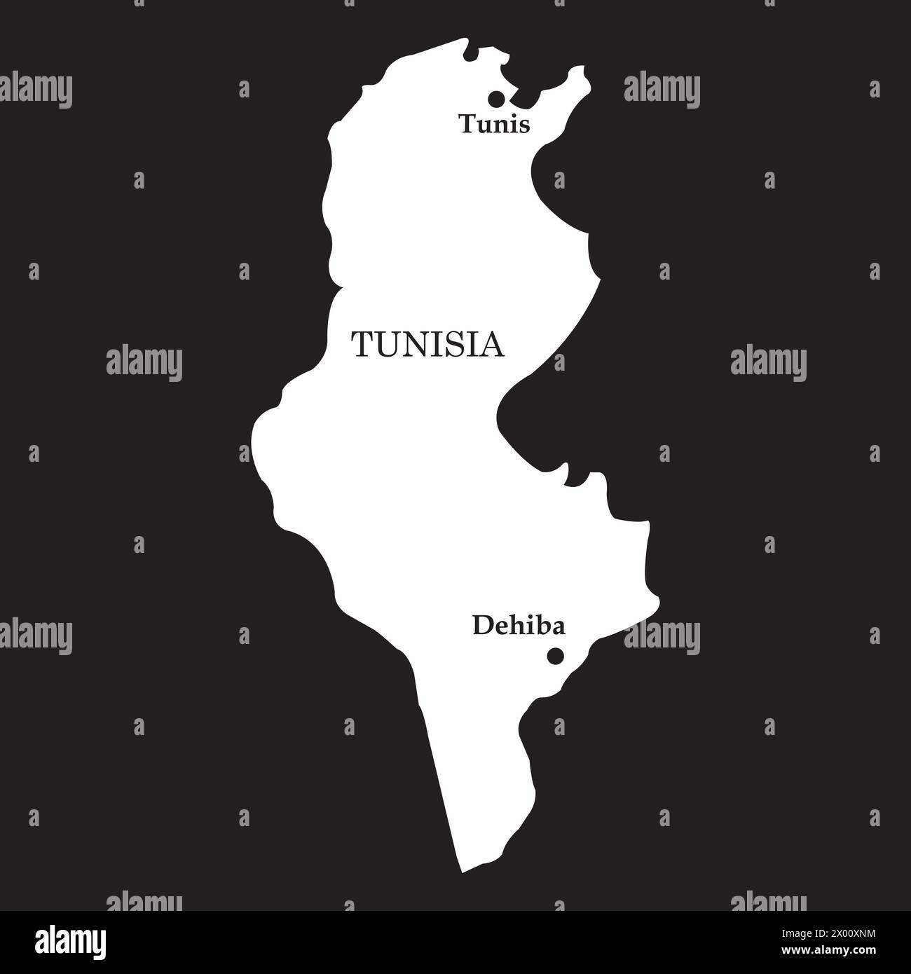 Disegno del simbolo dell'illustrazione vettoriale della mappa del paese della Tunisia Illustrazione Vettoriale