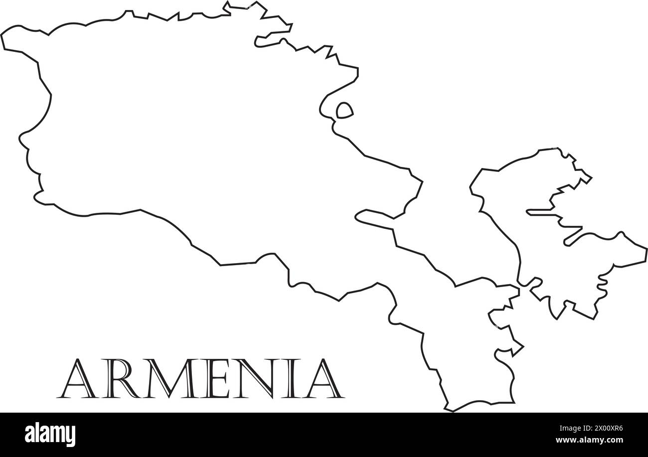 Disegno del simbolo dell'illustrazione vettoriale della mappa del paese dell'Armenia Illustrazione Vettoriale