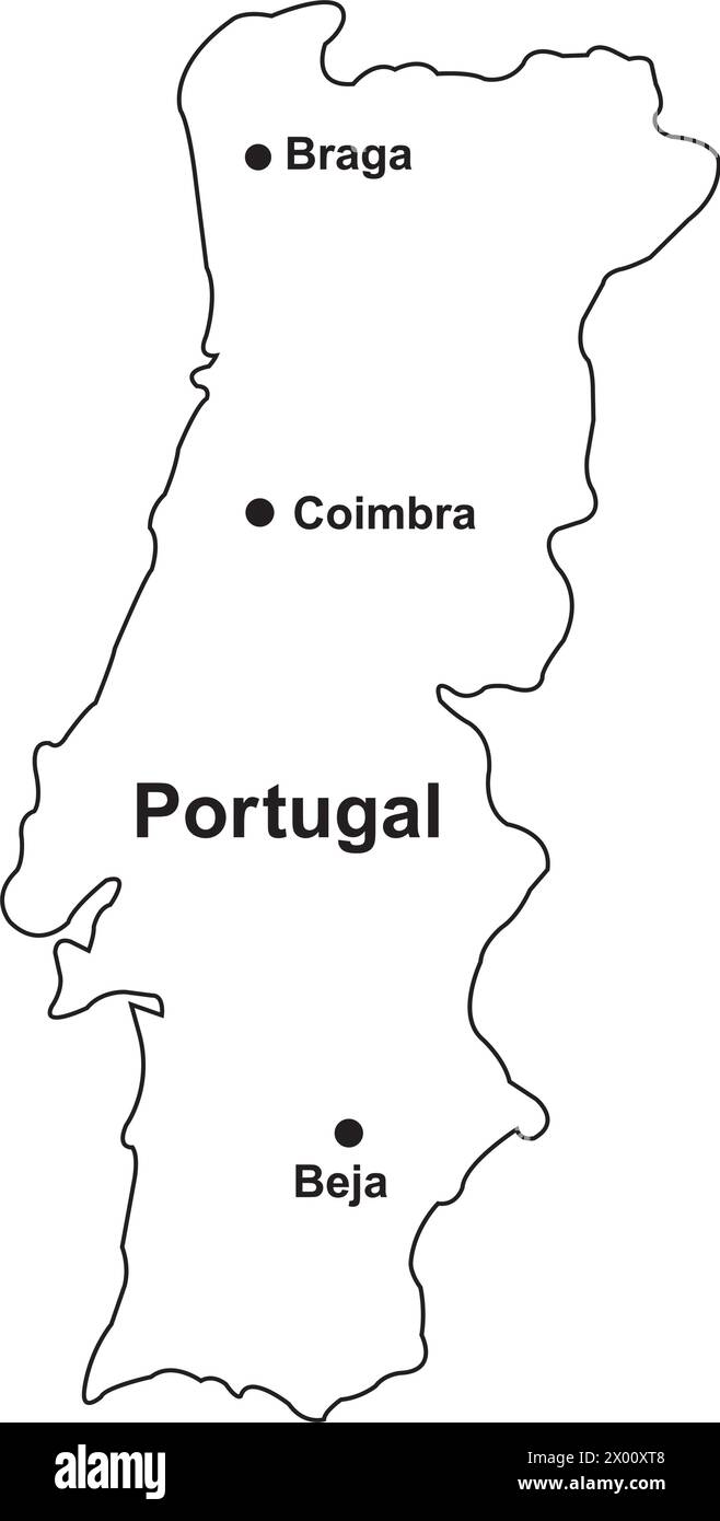 Icona della mappa del paese del Portogallo illustrazione vettoriale design semplice Illustrazione Vettoriale