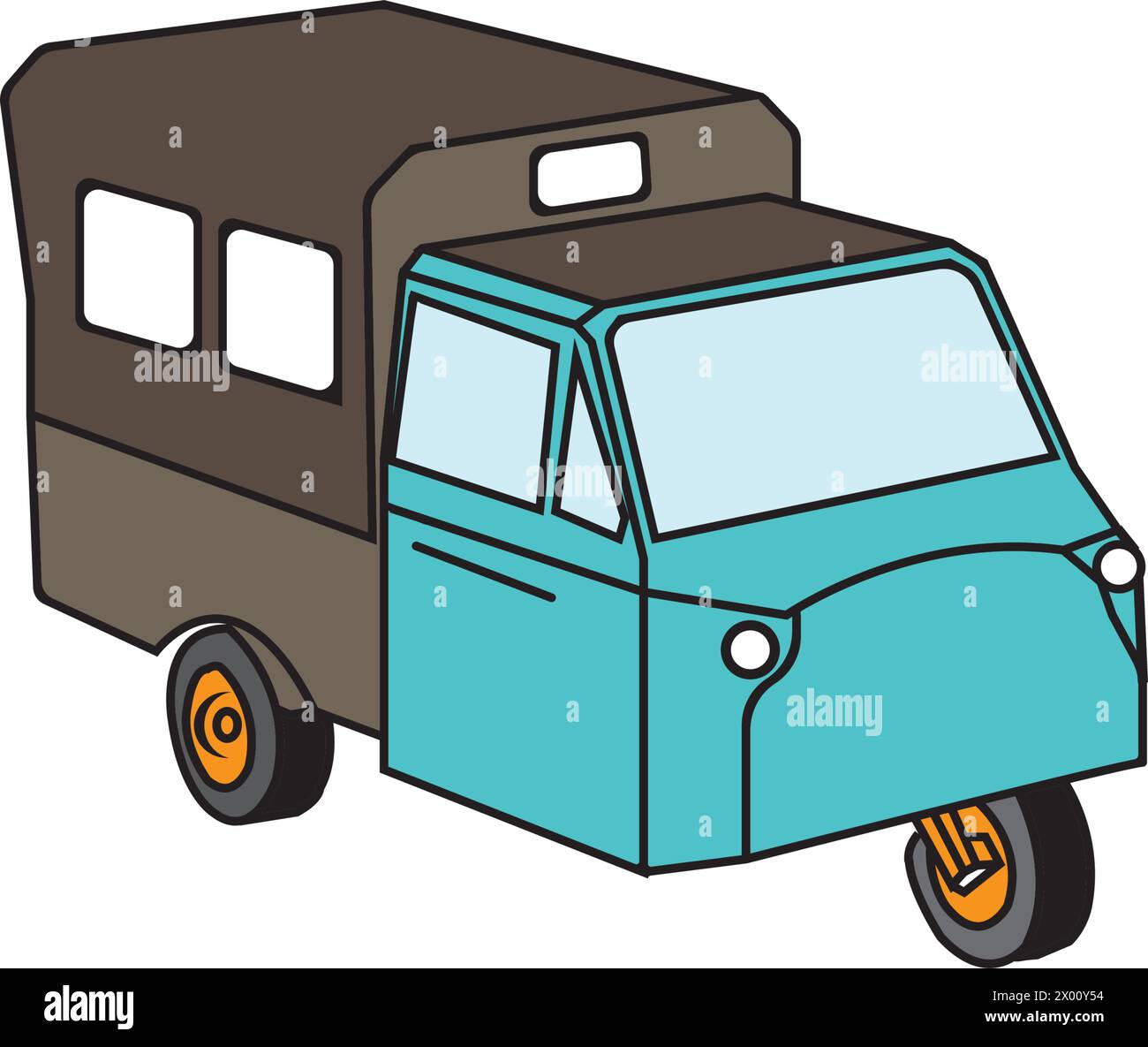 icona del simbolo del risciò motorizzato a 3 ruote Illustrazione Vettoriale