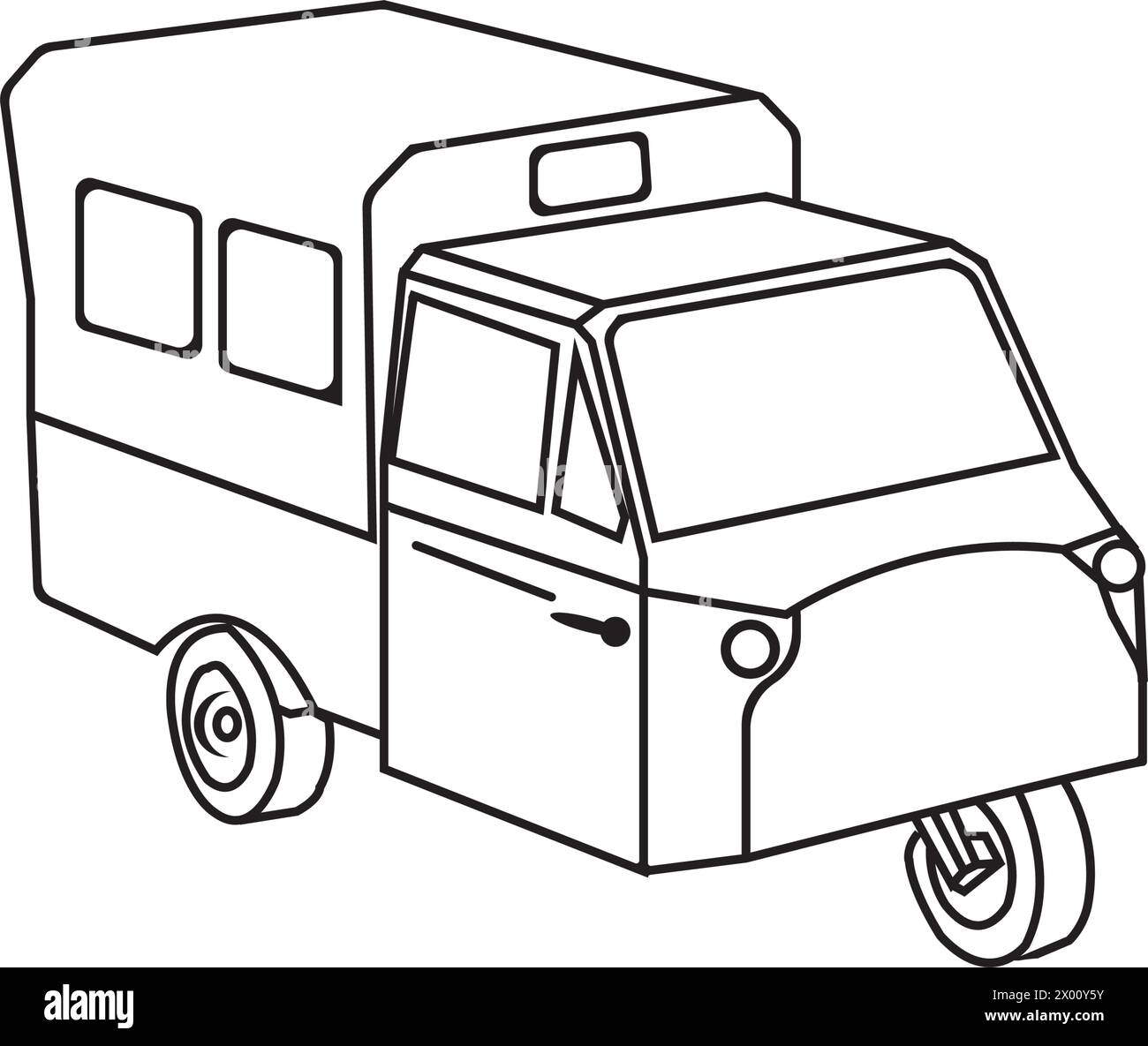 icona del simbolo del risciò motorizzato a 3 ruote Illustrazione Vettoriale