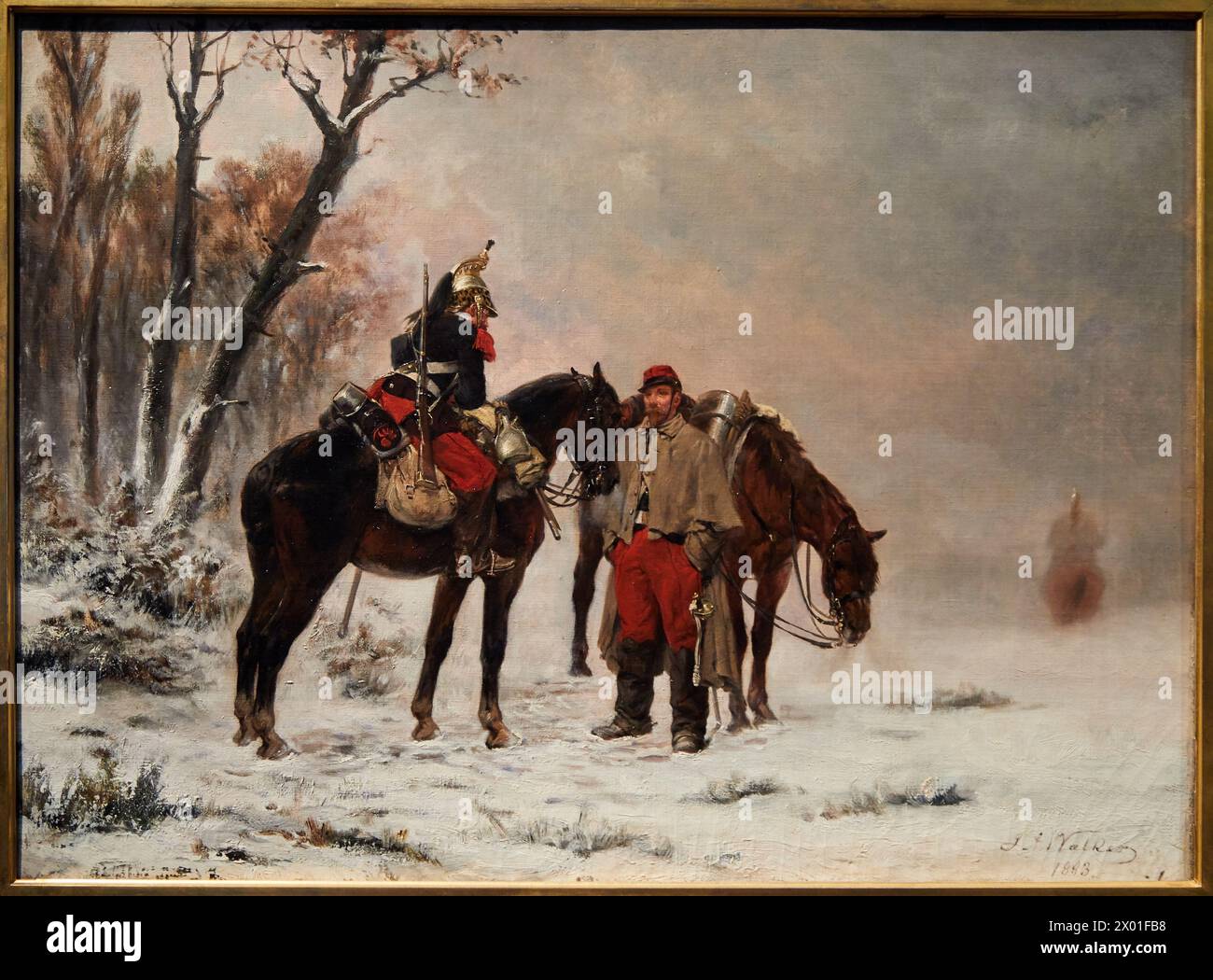 “Dragoons on a halt, 1870”, 1883, James-Alexander Walker, Musée de l’Armée, Hôtel National des Invalides, Parigi, Francia Foto Stock
