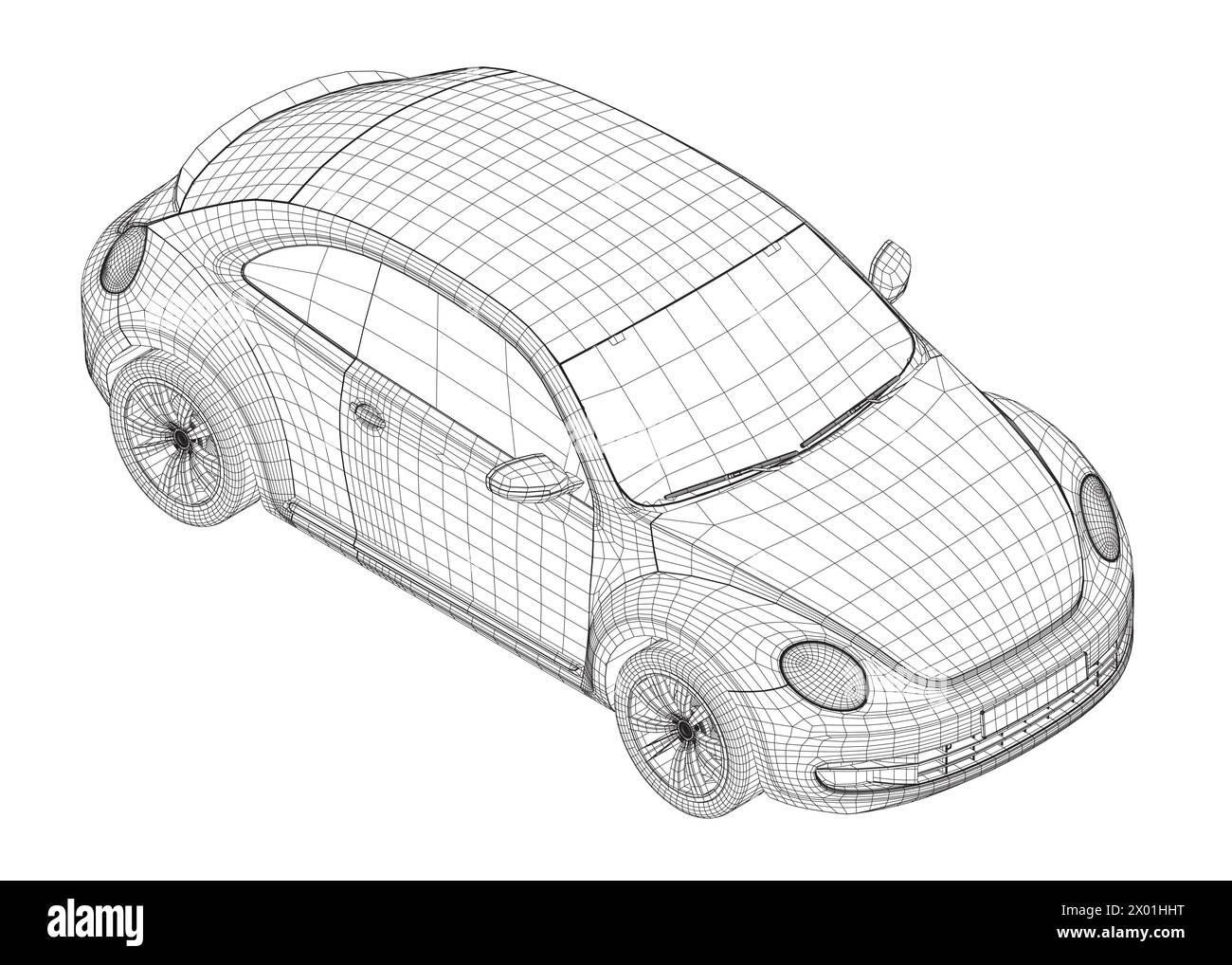 Vettura - profilo dell'illustrazione vettoriale. Design dell'illustrazione vettoriale dell'icona del veicolo. Vista isometrica. 3D. Illustrazione Vettoriale