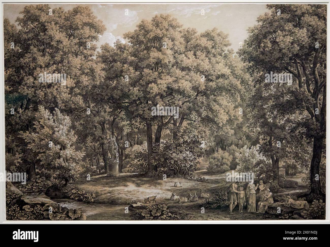 'Paysage arcadien', 1795, Johann Christian Reinhart, l'Allemagne Romantictique Exhibition, Dessins des musées de Weimar, Petit Palais Musée des Beaux Art Foto Stock