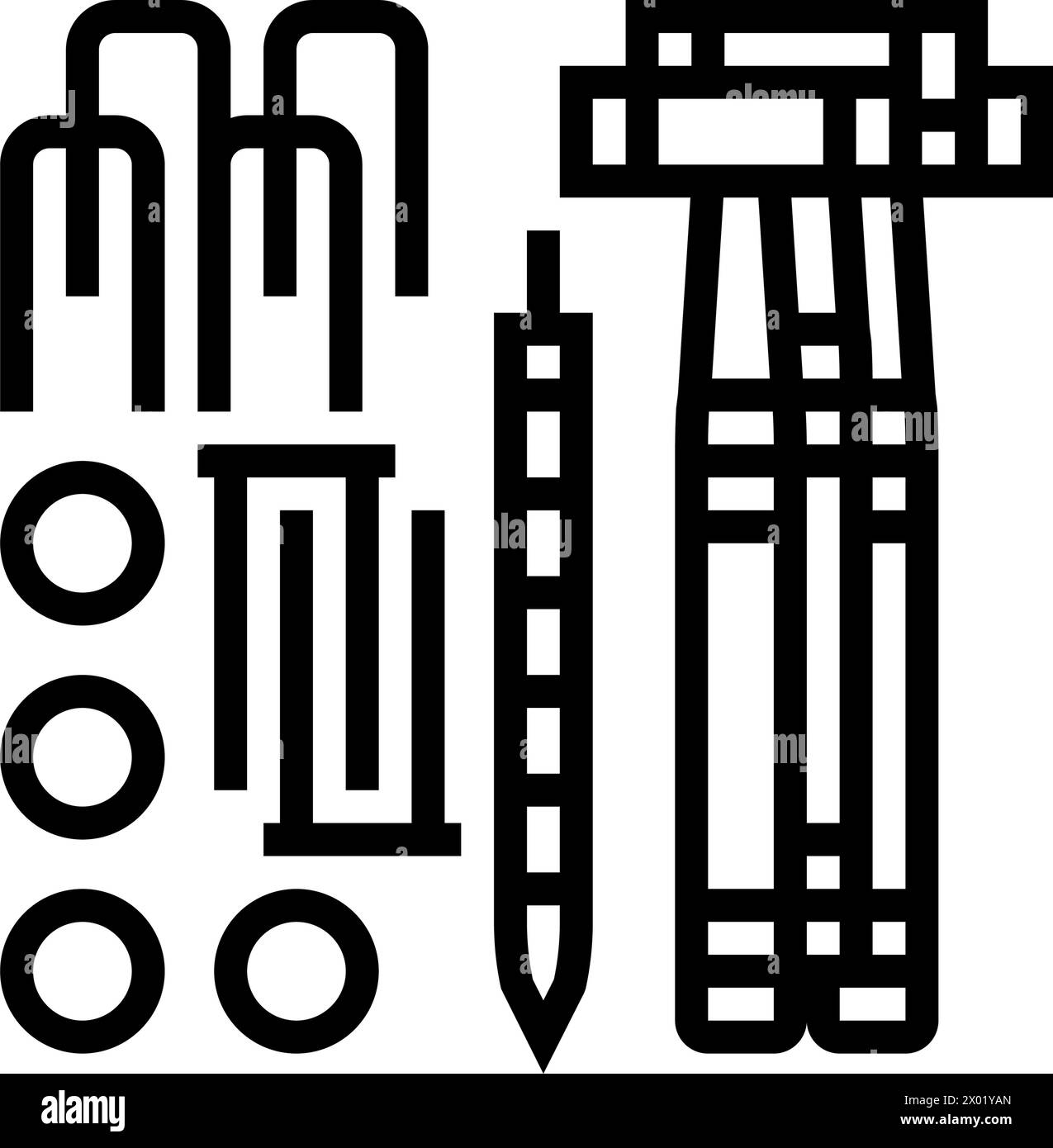 illustrazione vettoriale dell'icona della linea di gioco del set per croquet Illustrazione Vettoriale