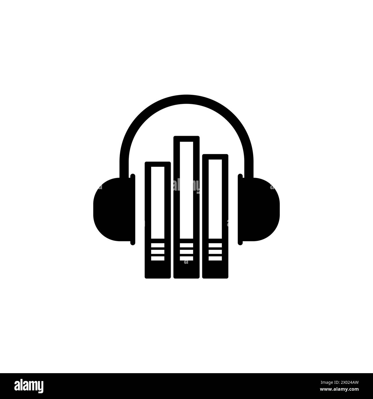 Icona vettoriale piatta della libreria audio. Simbolo solido semplice isolato su sfondo bianco Illustrazione Vettoriale