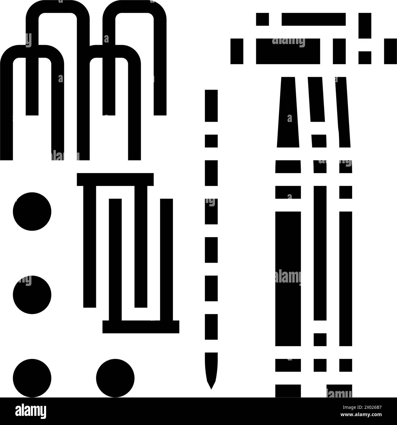 illustrazione vettoriale dell'icona del glifo del gioco del set di croquet Illustrazione Vettoriale