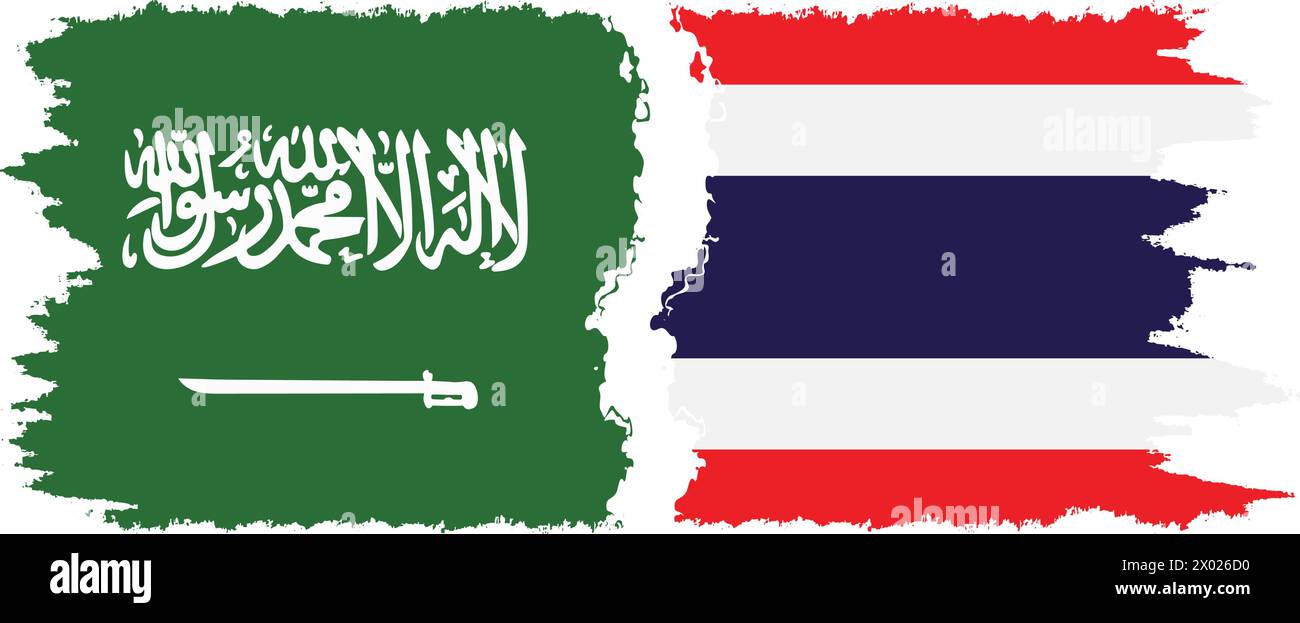 Thailandia e Arabia Saudita grunge bandiere connessione, vettore Illustrazione Vettoriale