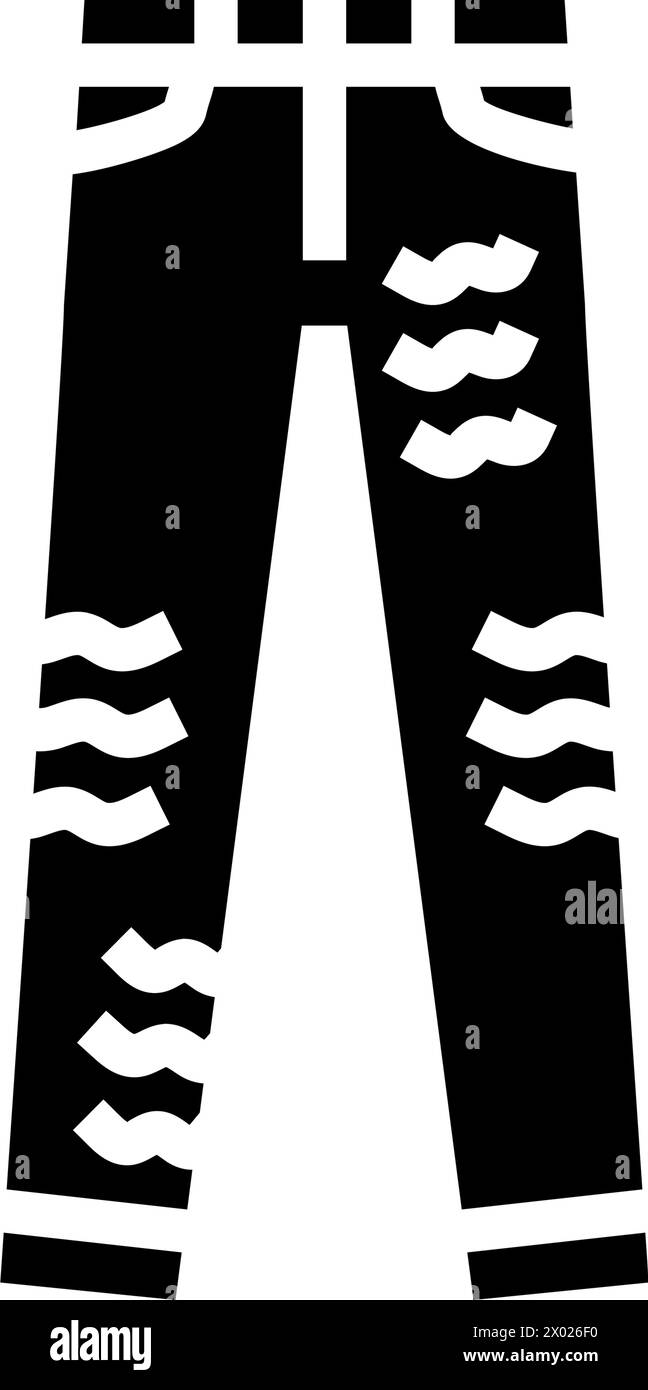 illustrazione vettoriale di un'icona glifo di moda dei jeans effetto streetwear Illustrazione Vettoriale